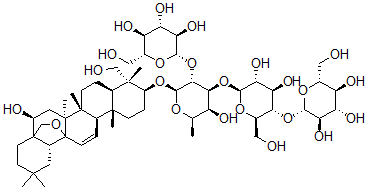 CAS#: 155762-41-7， 3-O-((beta-D-Glucopyranosyl-(1-4)-beta-D-Glucopyranosyl-(1-3))-(beta-D-Glucopyranosyl-(1-2))-beta-D-Fucopyranosyl)-13beta,28-Epoxyolea-11-Ene-3beta,16beta,23-Triol