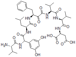 CAS 登录号：157381-54-9， (2S)-2-[[(2S)-2-[[(2S)-2-[[(3S)-3-[[(2S)-2-[[2-[[(2S)-2-氨基-3-甲基丁酰基]氨基]-2-(3,5-二羟基苯基)乙酰基]氨基]-4-甲基戊酰基]氨基]-2-氧代-4-苯基丁酰基]氨基]-3-甲基丁酰基]氨基]-3-甲基丁酰基]氨基]丁二酸