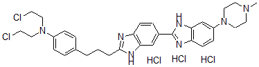 CAS 登录号：159277-19-7， N,N-二(2-氯乙基)-4-[3-[6-[6-(4-甲基哌嗪-1-基)-1H-苯并咪唑-2-基]-1H-苯并咪唑-2-基]丙基]苯胺三盐酸盐