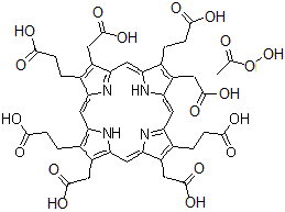 CAS 登录号：163894-02-8， 3,3',3'',3'''-[3,8,13,17-四(羧甲基)-2,7,12,18-卟啉四基]四丙酸-过氧乙酸(1:1)