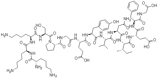 CAS#: 172615-51-9， L-Lysyl-L-Lysyl-L-Lysyl-L-Seryl-L-Prolylglycyl-L-alpha-Glutamyl-L-Tyrosyl-L-Valyl-L-Asparaginyl-L-Isoleucyl-L-alpha-Glutamyl-L-Phenylalanyl-Glycine