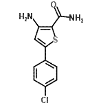 structure of CAS# 175137-05-0, 3-Amino-5-(4-Chlorophenyl)-2-Thiophenecarboxamide;2-THIOPHENECARBOXAMIDE,3-AMINO-5-(4-CHLOROPHENYL)-;MFCD00179345;ZINC02556119