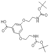 structure of CAS# 187960-74-3, 3,5-Bis[2-[[(1,1-Dimethylethoxy)Carbonyl]Amino]Ethoxy]-Benzoic Acid;3,5-BIS[2-(BOC-AMINO)ETHOXY]-BENZOIC ACID