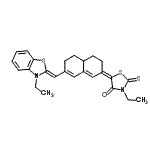 CAS 登录号：19208-20-9， (5E)-3-乙基-5-{7-[(Z)-(3-乙基-1,3-苯并噻唑-2(3H)-亚基)甲基]-4,4A,5,6-四氢-2(3H)-萘亚基}-2-硫代-1,3-噻唑烷-4-酮