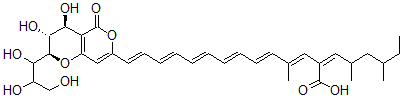 CAS 登录号：197631-20-2， (2Z,3E,5E,7E,9E,11E,13E)-14-[(2R,3R,4S)-3,4-二羟基-5-氧代-2-(1,2,3-三羟基丙基)-3,4-二氢-2H-吡喃并[2,3-d]吡喃-7-基]-2-(2,4-二甲基己亚基)-4-甲基十四碳-3,5,7,9,11,13-六烯酸