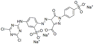 CAS 登录号：22961-46-2， 4-[[4-[(4,6-二氯-1,3,5-三嗪-2-基)氨基]-2-磺酸基苯基]偶氮]-4,5-二氢-5-氧代-1-(4-磺酸基苯基)-1H-吡唑-3-羧酸三钠