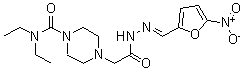 CAS 登录号：24632-55-1， N'-[(5-硝基呋喃-2-基)亚甲基]-4-[(二乙基氨基)羰基]-1-哌嗪乙酰肼