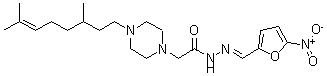 CAS 登录号：24637-26-1， N'-[(5-硝基呋喃-2-基)亚甲基]-4-(3,7-二甲基-6-辛烯基)-1-哌嗪乙酰肼