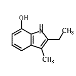 CAS 登录号：25158-25-2， 2-乙基-3-甲基-1H-吲哚-7-醇