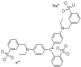 CAS 登录号：25305-78-6， N-乙基-N-[4-[[4-[乙基[(3-磺基苯基)甲基]氨基]苯基](2-磺基苯基)亚甲基]-2,5-环己二烯-1-亚基]-3-磺基-苯甲铵内盐钾钠盐