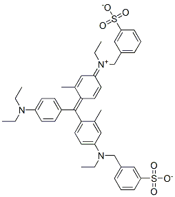 CAS 登录号：25305-87-7， [4-[[4-(二乙基氨基)苯基][4-[乙基(3-磺酸基苄基)氨基]-O-甲苯基]亚甲基]-3-甲基环己-2,5-二烯-1-亚基](乙基)(3-磺酸基苄基)氢铵