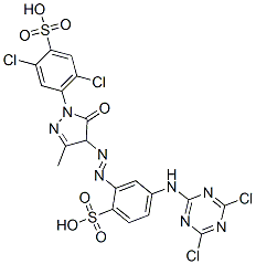 CAS 登录号：25489-31-0， 2,5-二氯-4-[4-[[5-[(4,6-二氯-1,3,5-三嗪-2-基)氨基]-2-磺基苯基]偶氮]-4,5-二氢-3-甲基-5-氧代-1H-吡唑-1-基]苯磺酸