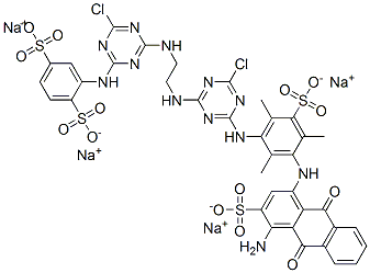 CAS 登录号：25505-87-7， 2-[[4-[[2-[[4-[3-[(4-氨基-3-磺基-1-蒽醌基)氨基]-2,4,6-三甲基-5-磺基苯胺基]-6-氯-S-三嗪-2-基]氨基]乙基]氨基]-6-氯-S-三嗪-2-基]氨基]对苯二磺酸四钠盐