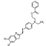 CAS 登录号：26460-20-8， 2-[4-[(5,6-二氯-1,3-苯并噻唑-2-基)偶氮]-N-乙基-苯胺基]乙基苯甲酸酯