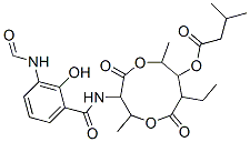 CAS 登录号：27220-60-6， 8-乙基-3-(3-甲酰氨基水杨酰胺基)-2,6-二甲基-4,9-二氧代-1,5-二氧杂环壬烷-7-基异戊酸酯