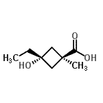 结构式 CAS# 286442-90-8, 反式-3-乙基-3-羟基-1-甲基环丁烷羧酸