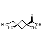 结构式 CAS# 286443-11-6, 顺式-3-乙基-3-羟基-1-甲基环丁烷羧酸