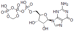 CAS 登录号：30100-88-0， [(2R,3S,4R,5R)-5-(2-氨基-6-氧代-3H-嘌呤-9-基)-3,4-二羟基四氢呋喃-2-基]甲基(4-羟基-2,4-二氧代-1,3,5-三氧杂-2,4-二磷杂环己-2-基)磷酸氢酯
