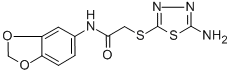 CAS 登录号：301335-14-8， 2-[(5-氨基-1,3,4-噻二唑-2-基)硫代]-N-(1,3-苯并二氧戊环-5-基)乙酰胺