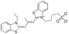 CAS 登录号：30457-66-0， 2-[3-(3-乙基-3H-苯并噻唑-2-亚基)异丁-1-烯基]-3-(4-磺酸基丁基)苯并噻唑鎓