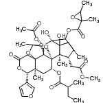 CAS 登录号：31218-22-1， (1R,2R,7S,8R,9S,17R,18S,20R,22S)-8-乙酰氧基-17-(3-呋喃基)-3,7-二羟基-22-(2-甲氧基-2-氧代乙基)-2,5,11,18-四甲基-20-[(2-甲基丁酰基)氧基]-15-氧代-10,12,16,21-四氧杂七环[9.9.1.1<sup>2,5</sup>.0<sup>1,9</sup>.0<sup>3,7</sup>.0<sup>9,13</sup>.0<sup>13,18</sup>]二十二-6-基2,3-二甲基-2-环氧乙烷羧酸酯