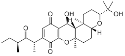 结构式 CAS# 32450-26-3, (3R,4aR,6aR,12aR,12bR)-3-(2-羟基丙-2-基)-6a,12b-二甲基-9-[(2S,4S)-4-甲基-3-氧代己烷-2-基]-1,2,3,4a,5,6,12,12a-八氢苯并吡喃并[6,5-b]苯并吡喃-8,11-二酮