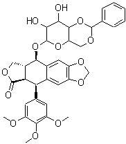 CAS 登录号：3268-19-7， [5R-(5alpha,5abeta,8aalpha,9alpha)]-5,8,8a,9-四氢-9-[[4,6-O-(苯基亚甲基)-beta-D-吡喃葡萄糖基]氧基]-5-(3,4,5-三甲氧基苯基)-呋喃并[3',4':6,7]萘并[2,3-d]-1,3-二氧杂环戊烯-6(5aH)-酮