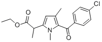 CAS 登录号：33369-43-6， 2-[5-(4-氯苯甲酰基)-1,4-二甲基吡咯-2-基]丙酸乙酯