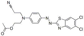 CAS 登录号：33979-43-0， 2-[2-氰基乙基-[4-[(5,6-二氯-1,3-苯并噻唑-2-基)偶氮]苯基]氨基]乙基乙酸酯