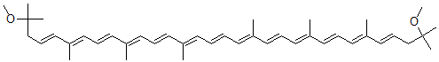 CAS 登录号：34255-08-8， (4E,6E,8E,10E,12E,14E,16E,18E,20E,22E,24E,26E,28E)-2,31-二甲氧基-2,6,10,14,19,23,27,31-八甲基三十二碳-4,6,8,10,12,14,16,18,20,22,24,26,28-十三烯