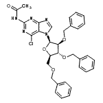 CAS 登录号：35085-18-8， N-乙酰基-6-氯-7-(2,3,5-三-O-苄基-beta-D-阿拉伯呋喃糖基)-7H-嘌呤-2-胺