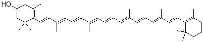 CAS 登录号：35454-73-0， 3,5,5-三甲基-4-[3,7,12,16-四甲基-18-(2,6,6-三甲基-1-环己烯基)十八碳-1,3,5,7,9,11,13,15,17-壬烯基]环己-3-烯-1-醇