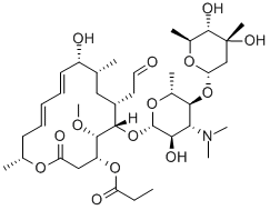CAS 登录号：35906-56-0， [(4R,5S,6S,7R,9R,10R,11E,13E,16R)-6-[(2S,3R,4R,5S,6R)-5-[(2S,4R,5S,6S)-4,5-二羟基-4,6-二甲基四氢吡喃-2-基]氧基-4-二甲基氨基-3-羟基-6-甲基四氢吡喃-2-基]氧基-10-羟基-5-甲氧基-9,16-二甲基-2-氧代-7-(2-氧代乙基)-1-氧杂环十六碳-11,13-二烯-4-基]丙酸酯