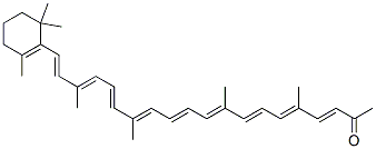 CAS 登录号：3604-90-8， (3E,5E,7E,9E,11E,13E,15E,17E,19E)-5,9,14,18-四甲基-20-(2,6,6-三甲基-1-环己烯基)二十-3,5,7,9,11,13,15,17,19-壬烯-2-酮