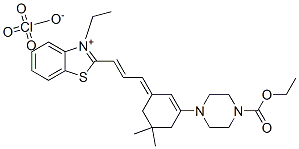 CAS 登录号：36755-19-8， 乙基4-[(3E)-3-[(E)-3-(3-乙基-1,3-苯并噻唑-3-鎓-2-基)丙-2-烯亚基]-5,5-二甲基-1-环己烯基]哌嗪-1-羧酸酯高氯酸盐