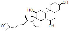 CAS 登录号：3692-27-1， (3R,5R,7R,8R,9S,10S,12S,13R,14S,17R)-10,13-二甲基-17-[(2R)-5-(氧杂环丁-3-基)戊烷-2-基]-2,3,4,5,6,7,8,9,11,12,14,15,16,17-十四氢-1H-环戊二烯并[a]菲-3,7,12-三醇