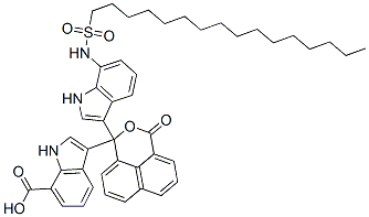 CAS 登录号：37921-74-7， 3-(1-(7-((十六烷基磺酰基)氨基)-1H-吲哚-3-基)-3-氧代-1H,3H-萘并(1,8-cd)吡喃-1-基)-1H-吲哚-7-羧酸