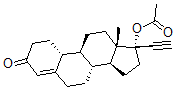 CAS 登录号：38673-38-0， [(8R,9S,10R,13S,14S,17S)-17-乙炔基-13-甲基-3-氧代-1,2,6,7,8,9,10,11,12,14,15,16-十二氢环戊烯并[a]菲-17-基]乙酸酯