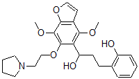 CAS 登录号：40680-98-6， 4,7-二甲氧基-alpha-[2-(2-羟基苯基)乙基]-6-[2-(1-吡咯烷基)乙氧基]-5-苯并呋喃甲醇