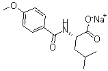 结构式 CAS# 438581-55-6, N-(4-甲氧基苯甲酰基)-L-亮氨酸单钠盐
