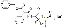 CAS 登录号：4628-27-7， [2S-(2alpha,5alpha,6beta)]-6-[[3-(苄氧基)-1,3-二氧代-2-苯基丙基]氨基]-3,3-二甲基-7-氧代-4-硫杂-1-氮杂双环[3.2.0]庚烷-2-羧酸钠
