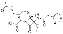 CAS 登录号：50268-65-0， (6R)-3-(乙酰氧基甲基)-7-甲氧基-8-氧代-7-(2-噻吩基乙酰氨基)-5-硫杂-1-氮杂双环[4.2.0]辛-2-烯-2-羧酸