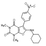 CAS 登录号：503160-55-2， 6-(环己基氨基)-1,3-二甲基-5-(4-硝基苯基)呋喃并[2,3-d]嘧啶-2,4(1H,3H)-二酮