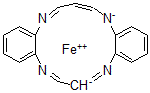 CAS 登录号：50792-65-9， (SP-4-1)-(7,16-二氢二苯并(b,i)(1,4,8,11)四氮杂环十四碳六烯(2-)-N5,N9,N14,N18)-铁