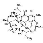 结构式 CAS# 51963-55-4, (7S,9E,11S,12R,13S,14R,15R,16R,17S,18S,26E)-2,15,17,29-四羟基-26-{[羟基(4-甲基-1-哌嗪基)氨基]亚甲基}-11-甲氧基-3,7,12,14,16,18,22-七甲基-6,23,27-三氧代-8,30-二氧杂-24-氮杂四环[23.3.1.1<sup>4,7</sup>.0<sup>5,28</sup>]三十碳-1(28),2,4,9,19,21,25(29)-庚烯-13-基乙酸酯