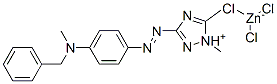 CAS 登录号：52769-39-8， 3-[[4-[苄基甲基氨基]苯基]偶氮]二甲基-1H-1,2,4-三唑鎓三氯锌酸盐