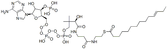 CAS 登录号：53034-79-0， S-[2-[3-[[(2R)-4-[[[(2R,3R,5R)-5-(6-氨基嘌呤-9-基)-4-羟基-3-膦酰氧基四氢呋喃-2-基]甲氧基-羟基磷酰]氧基-羟基磷酰]氧基-2-羟基-3,3-二甲基丁酰基]氨基]丙酰氨基]乙基](E)-十四碳-11-烯硫代羧酸酯
