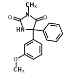 CAS 登录号:54833-60-2, 5-(3-甲氧基苯基)-3-甲基-5-苯基-2,4-咪唑烷二酮