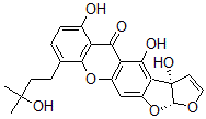 CAS 登录号：55256-53-6， (3aR,12aR)-3a,12a-二氢-3a,4,6-三羟基-9-(3-羟基-3-甲基丁基)-5H-呋喃并[3',2':4,5]呋喃并[3,2-b]氧杂蒽-5-酮