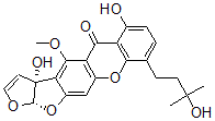 CAS 登录号：55256-54-7， (3aR-顺式)-3a,12a-二氢-3a,6-二羟基-9-(3-羟基-3-甲基丁基)-4-甲氧基-5H-呋喃并(3',2':4,5)呋喃并(3,2-b)氧杂蒽-5-酮